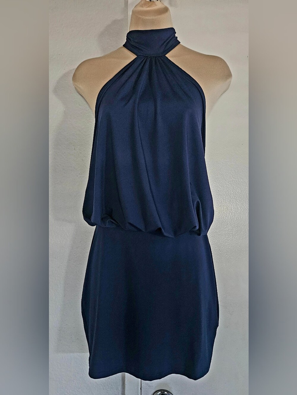 NWOT Blue Neck Tie Mini Dress